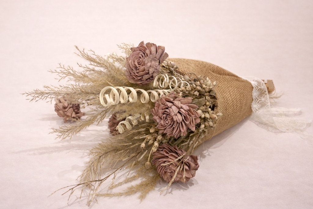 Sola Wood Flower Arrangement | Dried Floral Bouquet | Neutral Boho Home Decor | Farmhouse Shelf Decor | Rustic Floral Arrangement for vases, centerpieces, and home styling