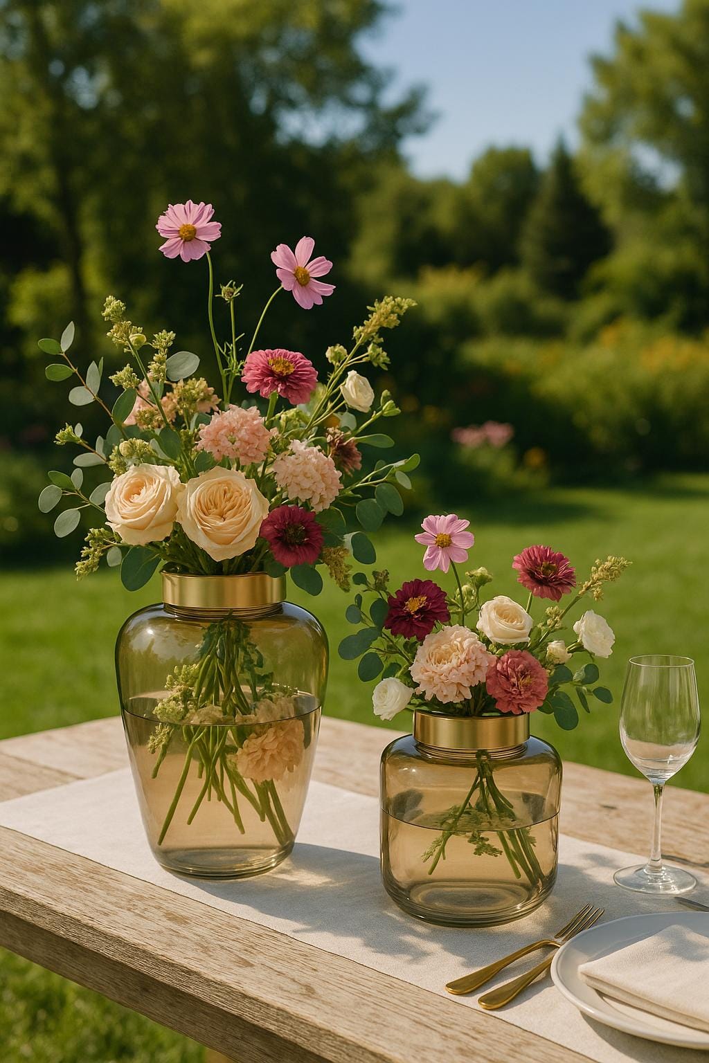 Ombre Glass Vase with Gold Ring | Modern Decorative Vase | Elegant Centerpiece Decor for vases, centerpieces, and home styling