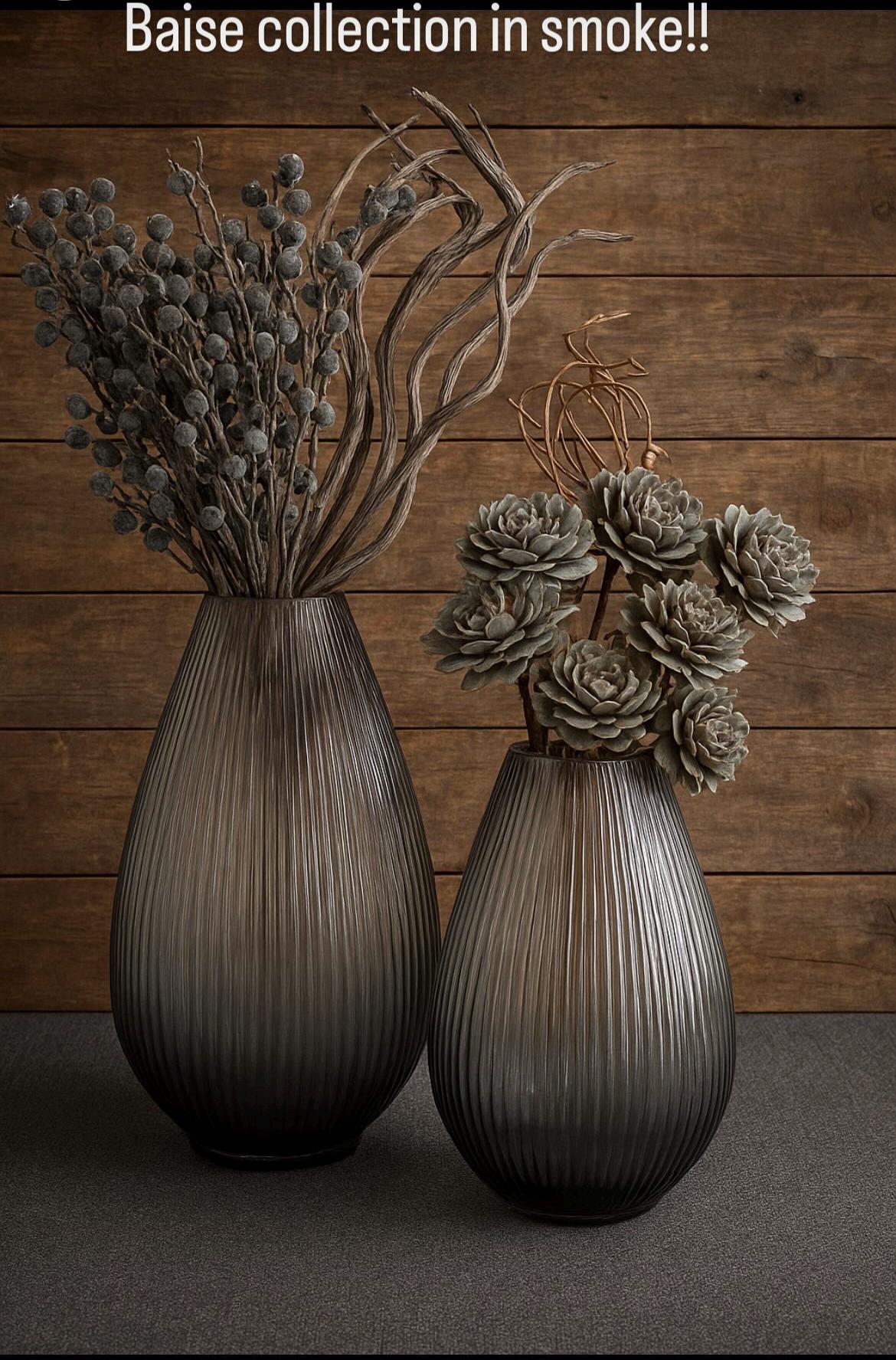 Ribbed Tear Drop Glass Vase | Modern Decorative Vase | 9” or 12” Centerpiece Decor for vases, centerpieces, and home styling