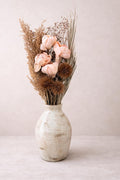 Dried Floral Arrangement, beige and peach florals and fillers, Ceramic vase, Boho Centerpiece for vases, centerpieces, and home styling