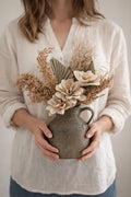 Dried Floral Arrangement, beige and nutrals, Ceramic vase, Boho Centerpiece for vases, centerpieces, and home styling