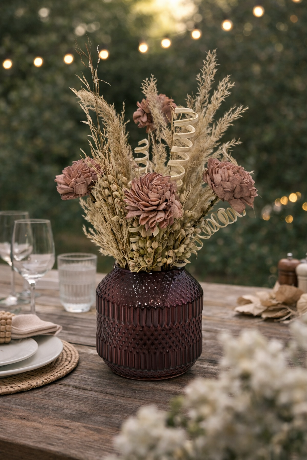 Sola Wood Flower Arrangement | Dried Floral Bouquet | Neutral Boho Home Decor | Farmhouse Shelf Decor | Rustic Floral Arrangement for vases, centerpieces, and home styling