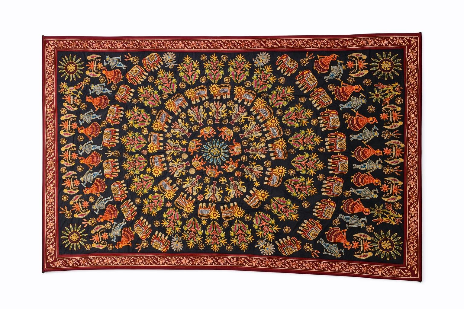 Handmade Indian Patchwork Tapestry | Elephant Quilt Wall Hanging | Boho Textile Art | Colorful Ethnic Home Decor for vases, centerpieces, and home styling