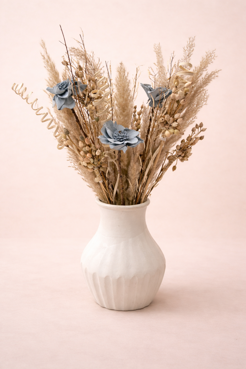 Sola Wood Flower Arrangement | Dried Floral Bouquet | Neutral Boho Home Decor | Farmhouse Shelf Decor | Rustic Floral Arrangement for vases, centerpieces, and home styling