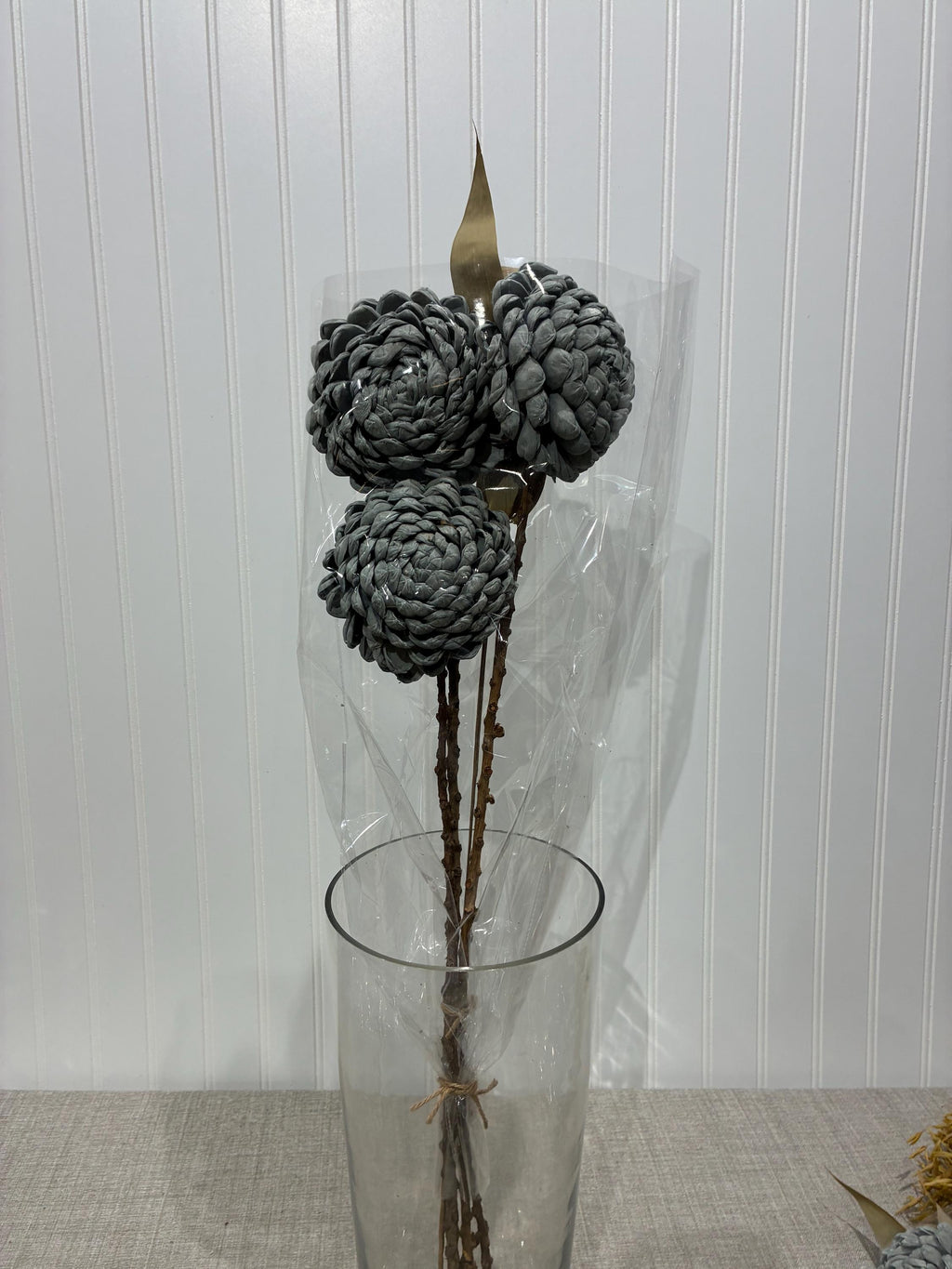 Ever Floral Bouquet | Rustic Faux Flowers Dried Look | Home Decor Arrangement NY1053 Chrysantumums Grey for vases, centerpieces, and home styling