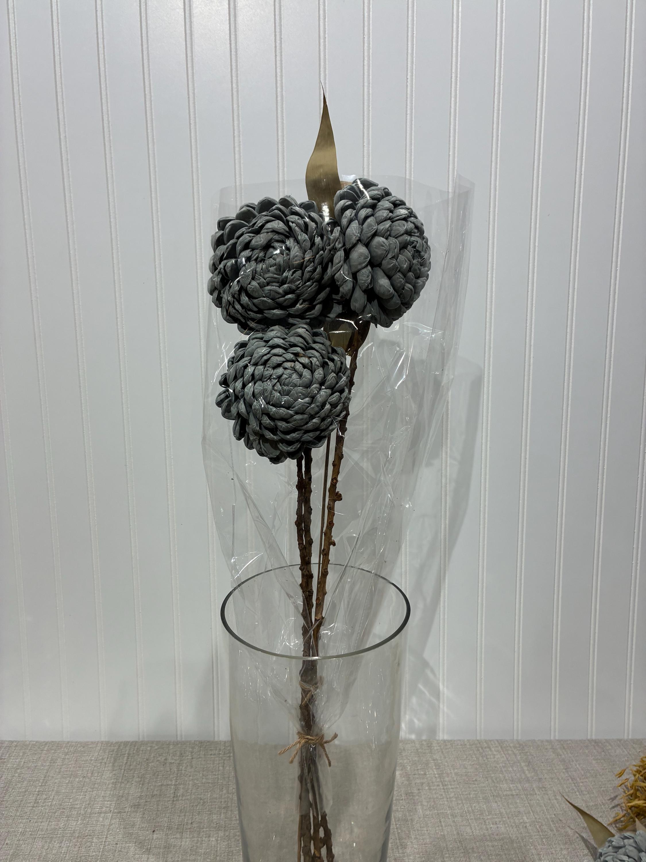 Ever Floral Bouquet | Rustic Faux Flowers Dried Look | Home Decor Arrangement NY1053 Chrysantumums Grey for vases, centerpieces, and home styling