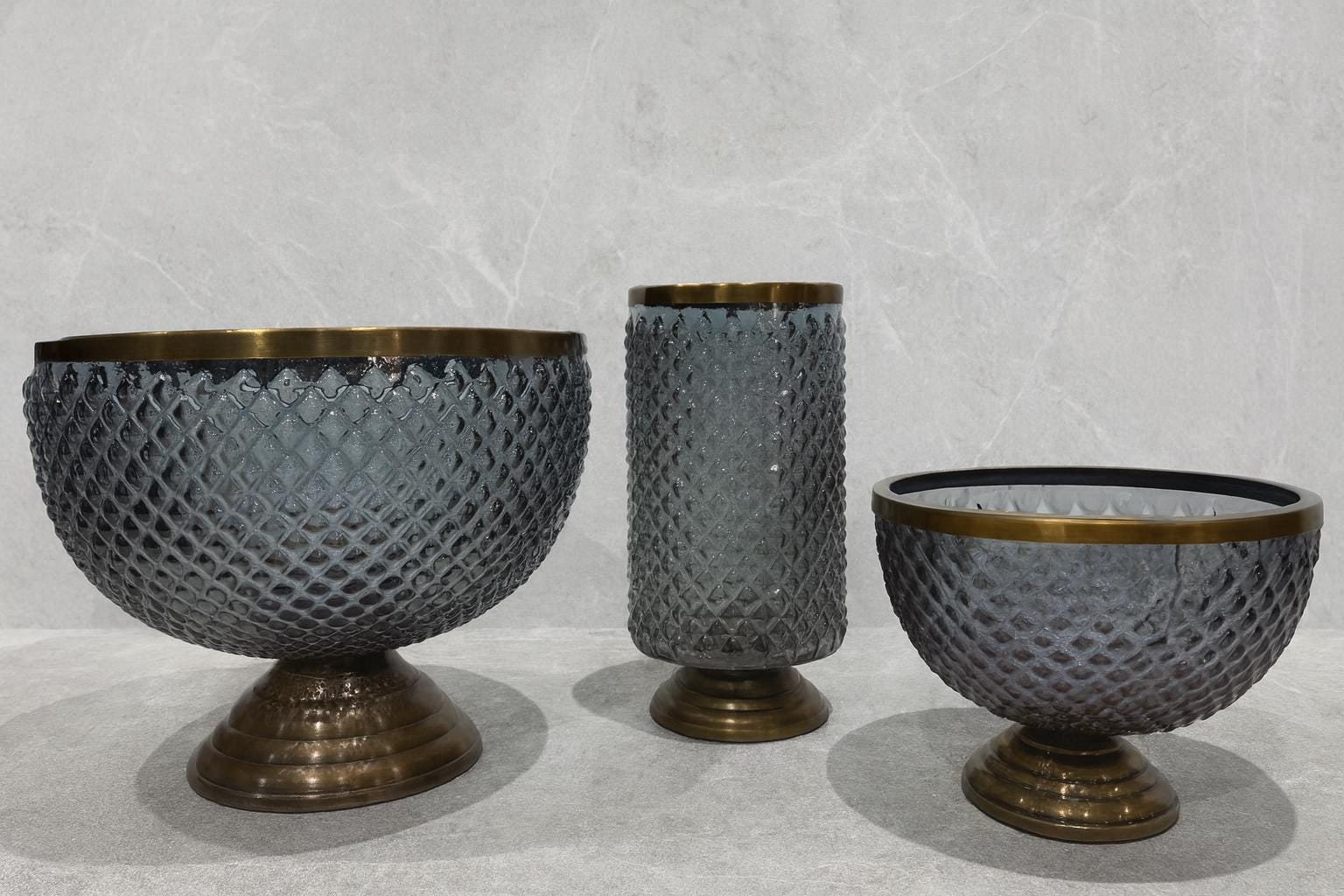 Diamond Glass Vase Set with Gold Pedestal | Modern Centerpiece | Wedding Table Decor for vases, centerpieces, and home styling