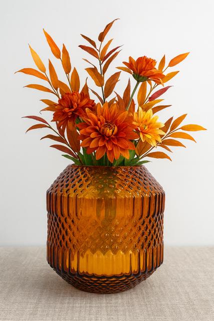 Textured Geometric Glass Vase – Multiple Colors for vases, centerpieces, and home styling