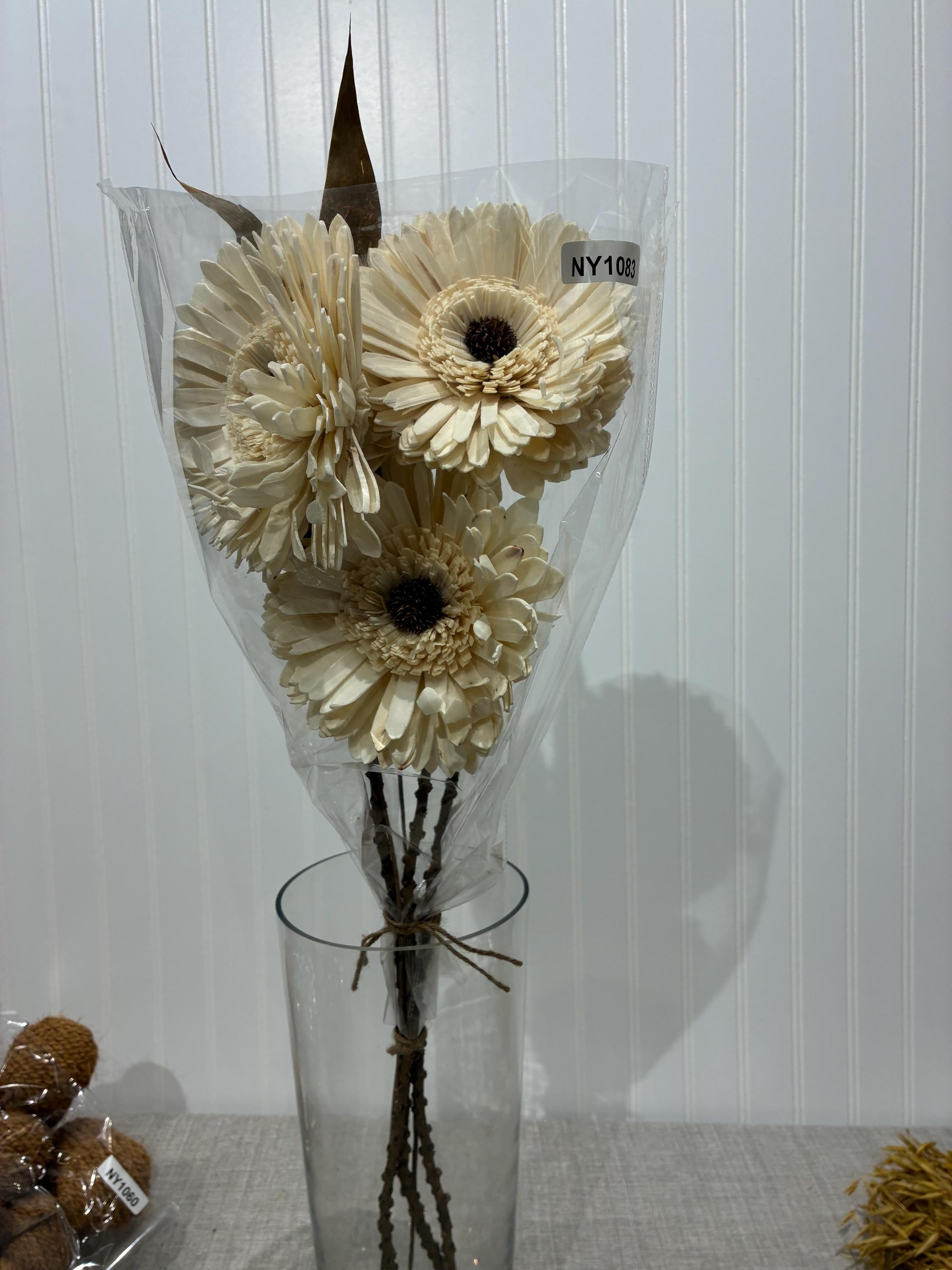 Ever Floral Bouquet | Rustic Faux Flowers Dried | Home Decor Arrangement NY1083 germini flower white for vases, centerpieces, and home styling