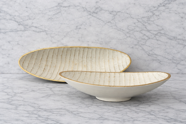 Zoe White & Gold Metal Tray Collection | Modern Decorative Bowls | Luxury Minimalist Home Decor