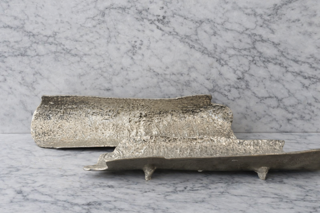 Hunter Silver Metal Tray Collection | Sculptural Decorative Serving Trays | Modern Luxury Home Decor