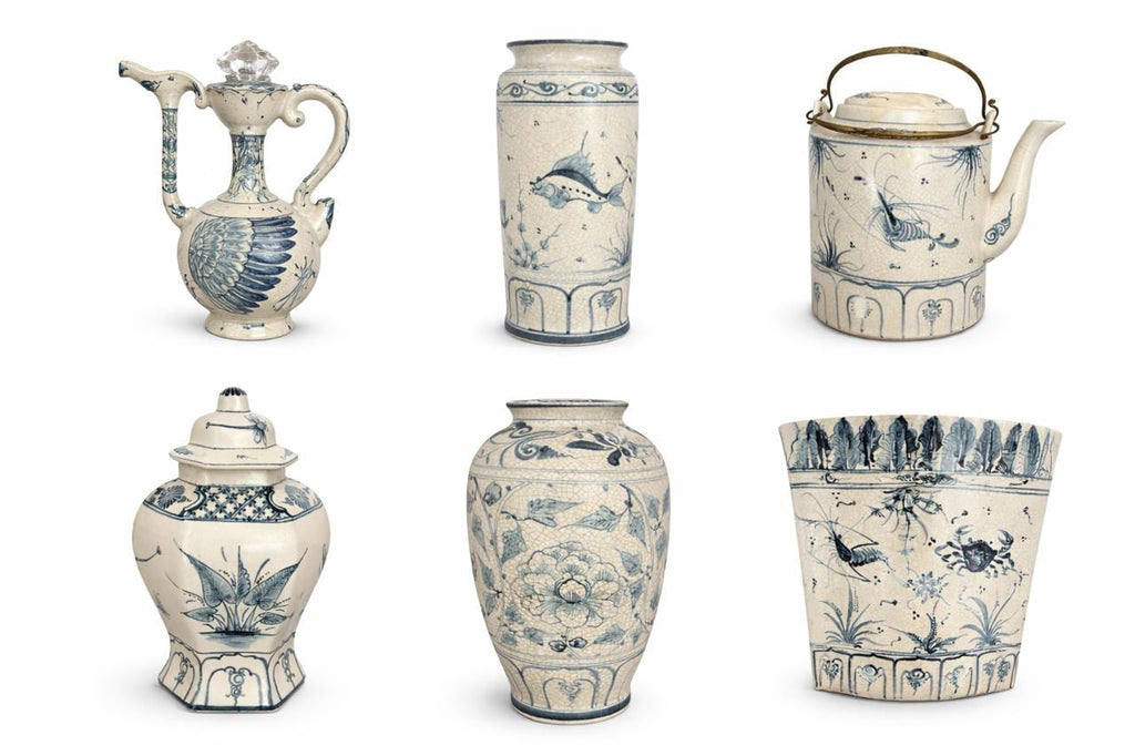 Blue & Cream Chinoiserie Porcelain Vase | Toile Ceramic Ginger Jar, Coastal Grandmillennial Home Decor for vases, centerpieces, and home styling