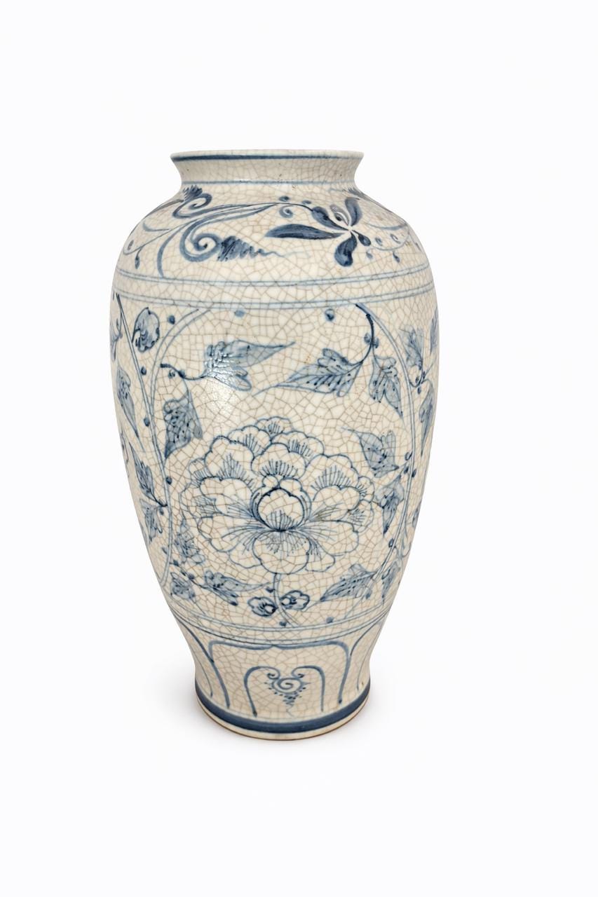 Blue & Cream Chinoiserie Porcelain Vase | Toile Ceramic Ginger Jar, Coastal Grandmillennial Home Decor for vases, centerpieces, and home styling