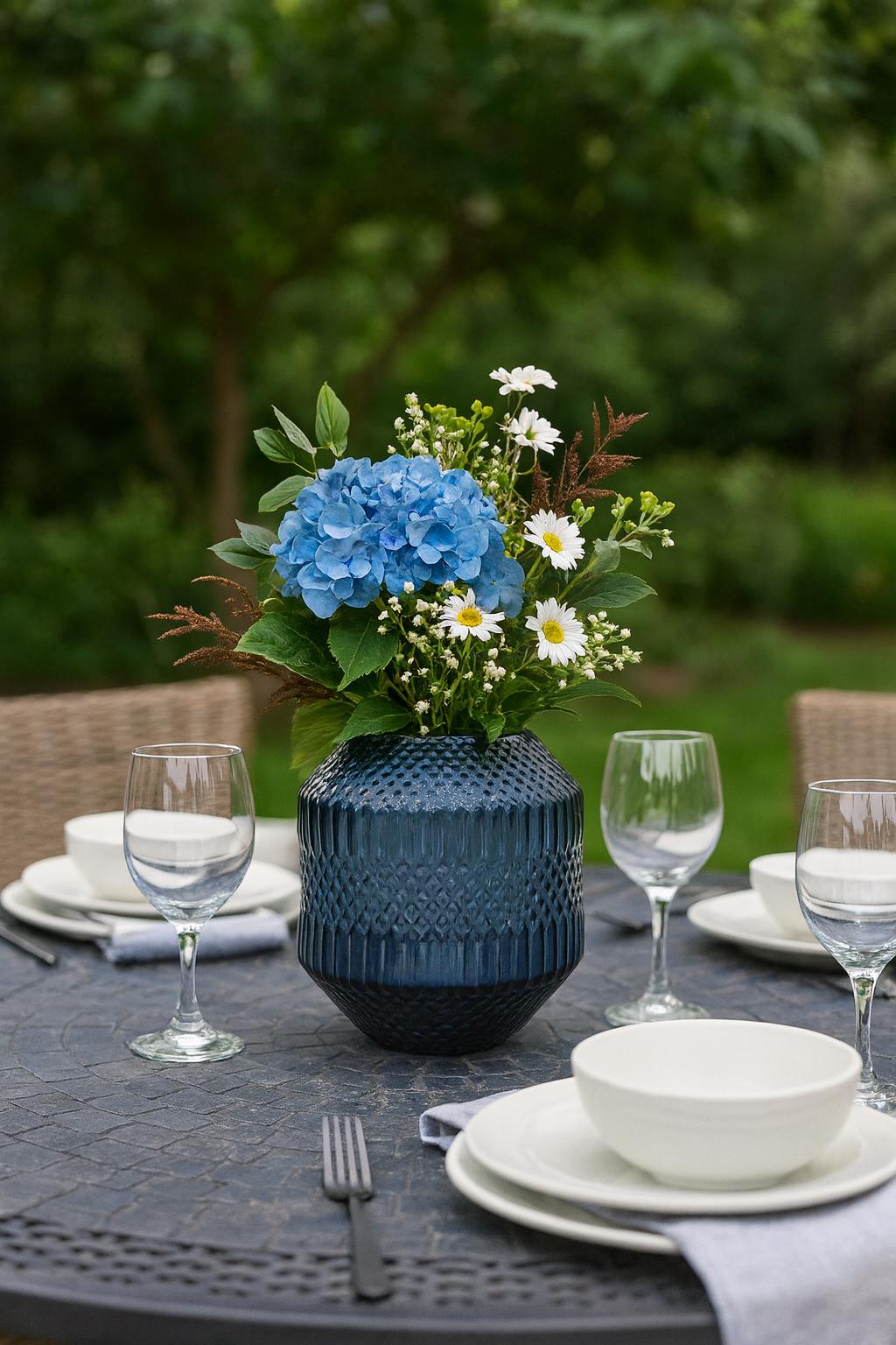Textured Geometric Glass Vase – Multiple Colors for vases, centerpieces, and home styling