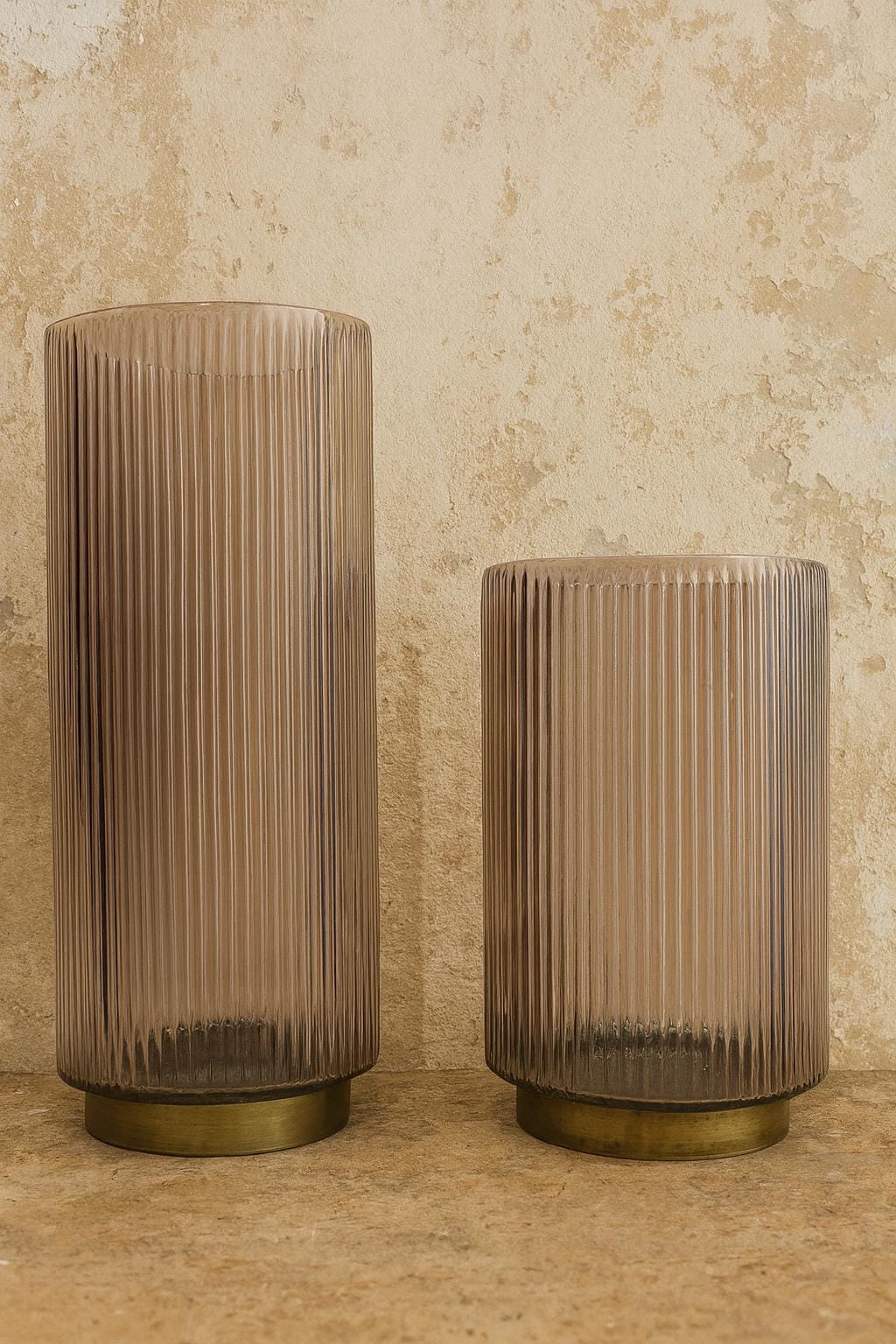 Ribbed Glass Vase with Gold Base | Modern Flower Vase | Tall Centerpiece Decor for vases, centerpieces, and home styling