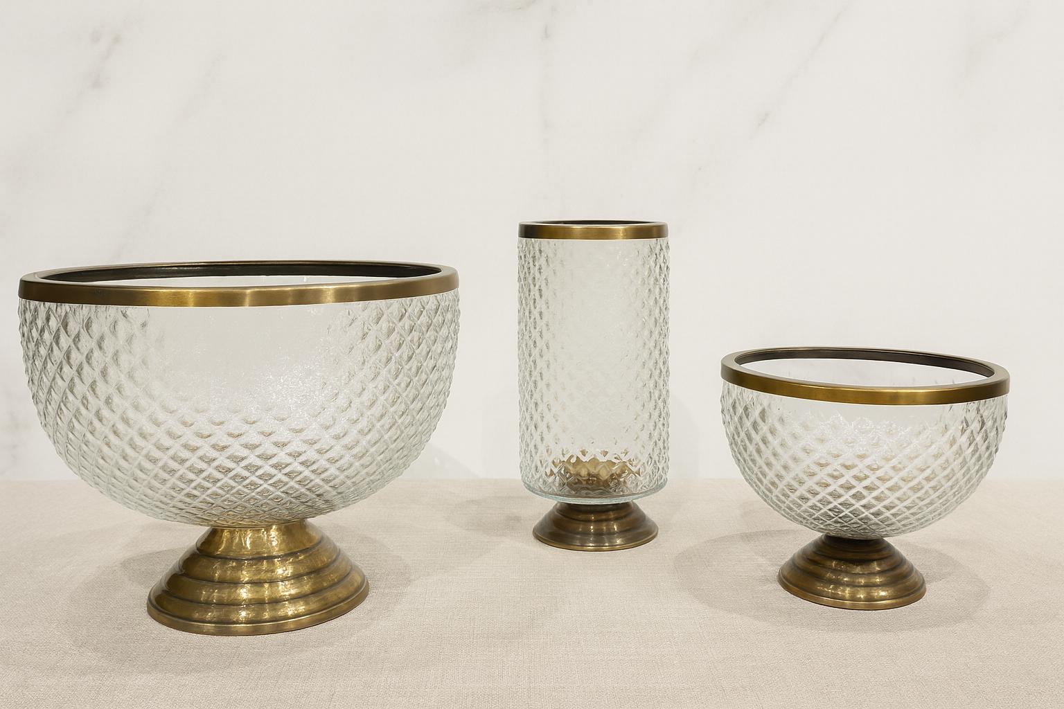 Diamond Glass Vase Set with Gold Pedestal | Modern Centerpiece | Wedding Table Decor for vases, centerpieces, and home styling