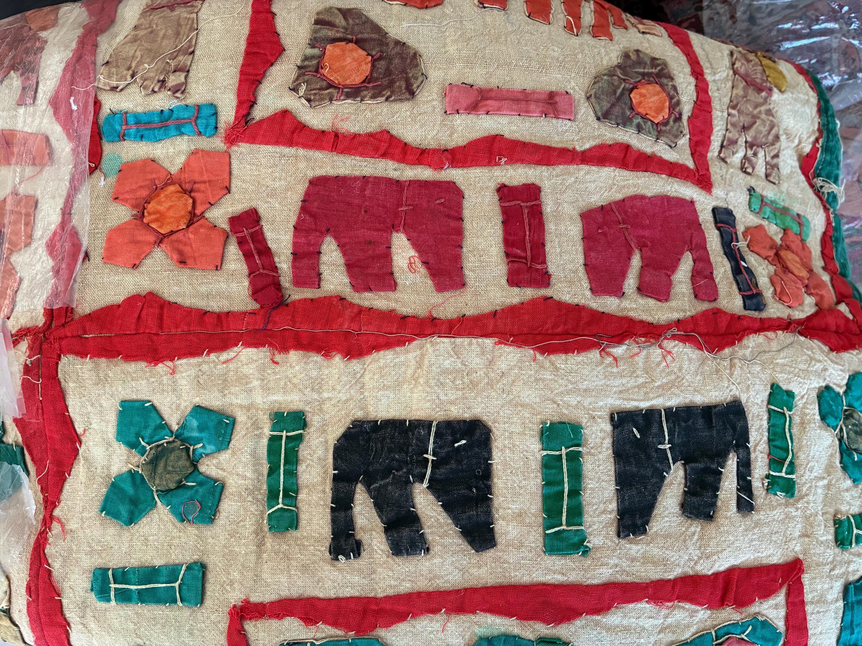 Handmade Indian Patchwork Tapestry | Elephant Quilt Wall Hanging | Boho Textile Art | Colorful Ethnic Home Decor for vases, centerpieces, and home styling
