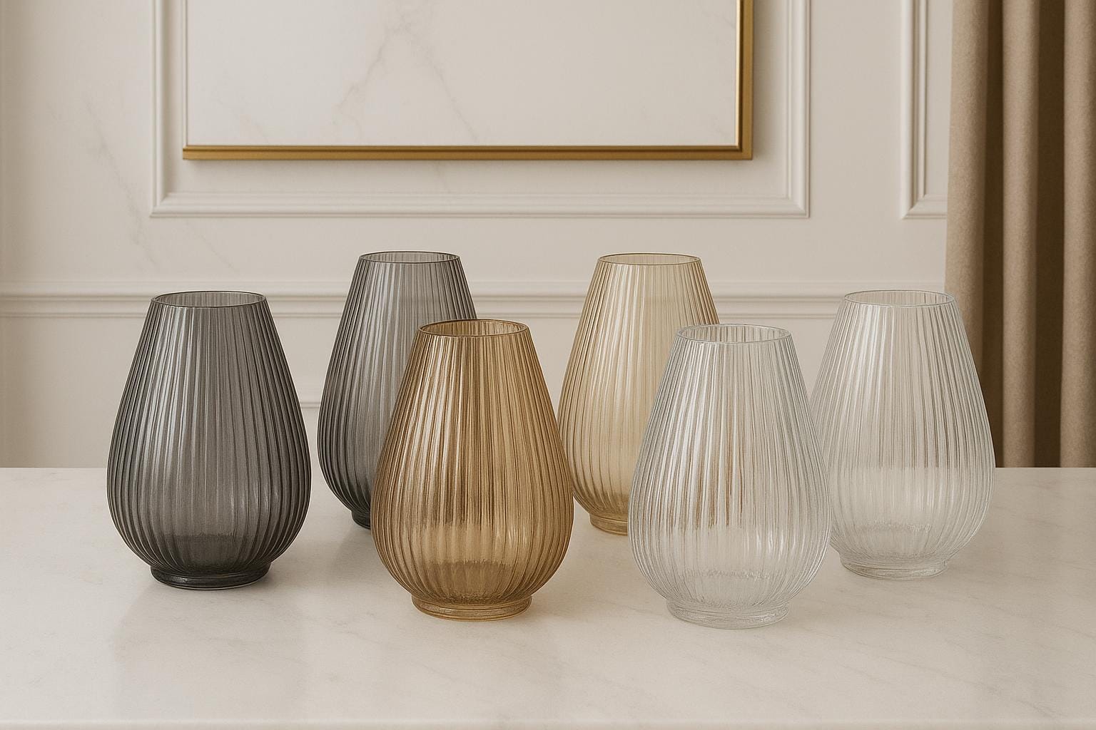 Ribbed Tear Drop Glass Vase | Modern Decorative Vase | 9” or 12” Centerpiece Decor for vases, centerpieces, and home styling