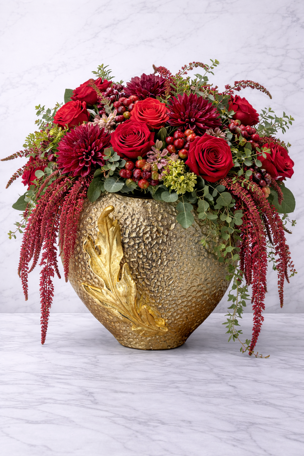 Guy Gold Metal Vase Collection | Sculptural Leaf Accent Vase | Luxury Decorative Home Decor image 2