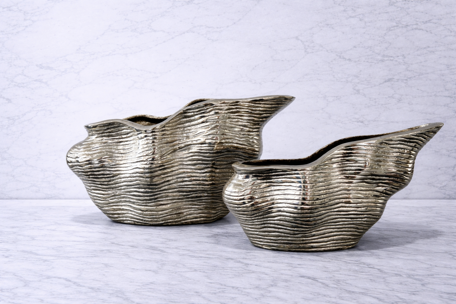 Robert Textured Metal Vase Collection | Sculptural Modern Decorative Bowls | Luxury Contemporary Home Decor
