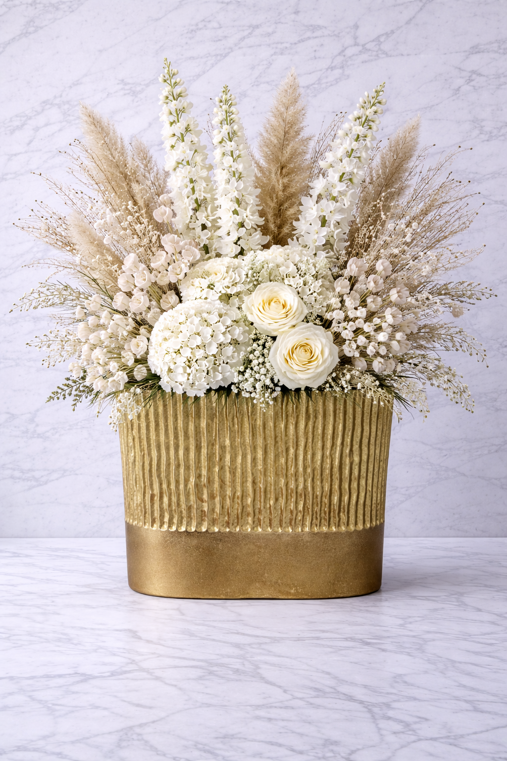 Tobias Gold Metal Vase Collection | Textured Ribbed Vase | Modern Luxury Home Decor Accent image 2