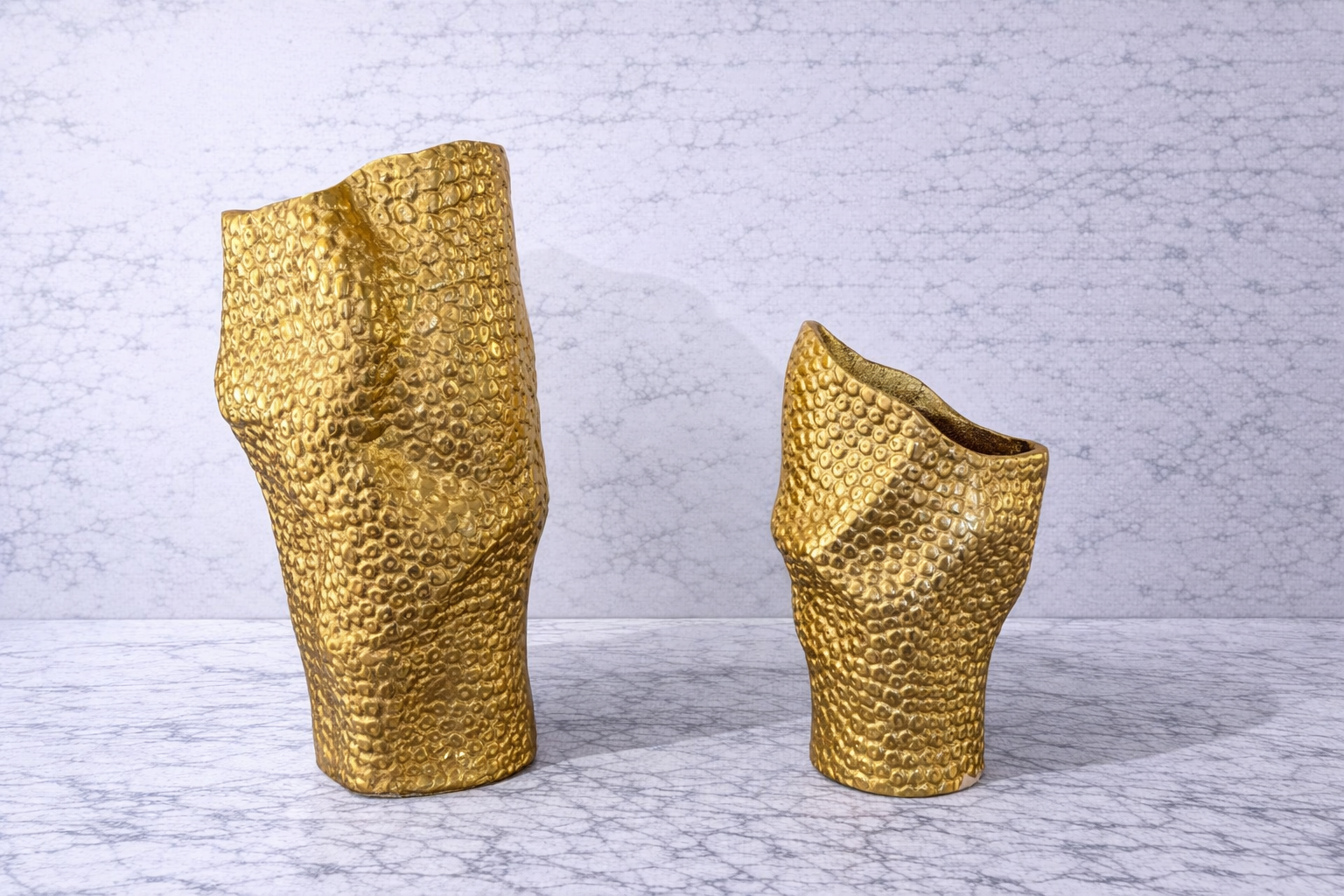 Lucy Gold Metal Vase Collection | Sculptural Textured Vase | Modern Luxury Home Decor Accent
