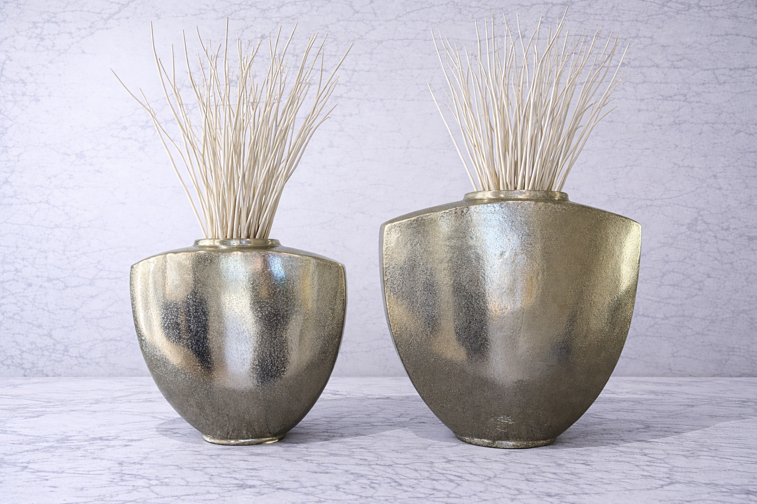 Joanne Silver Metal Vase Collection | Modern Textured Decorative Vase | Luxury Contemporary Home Decor image 3
