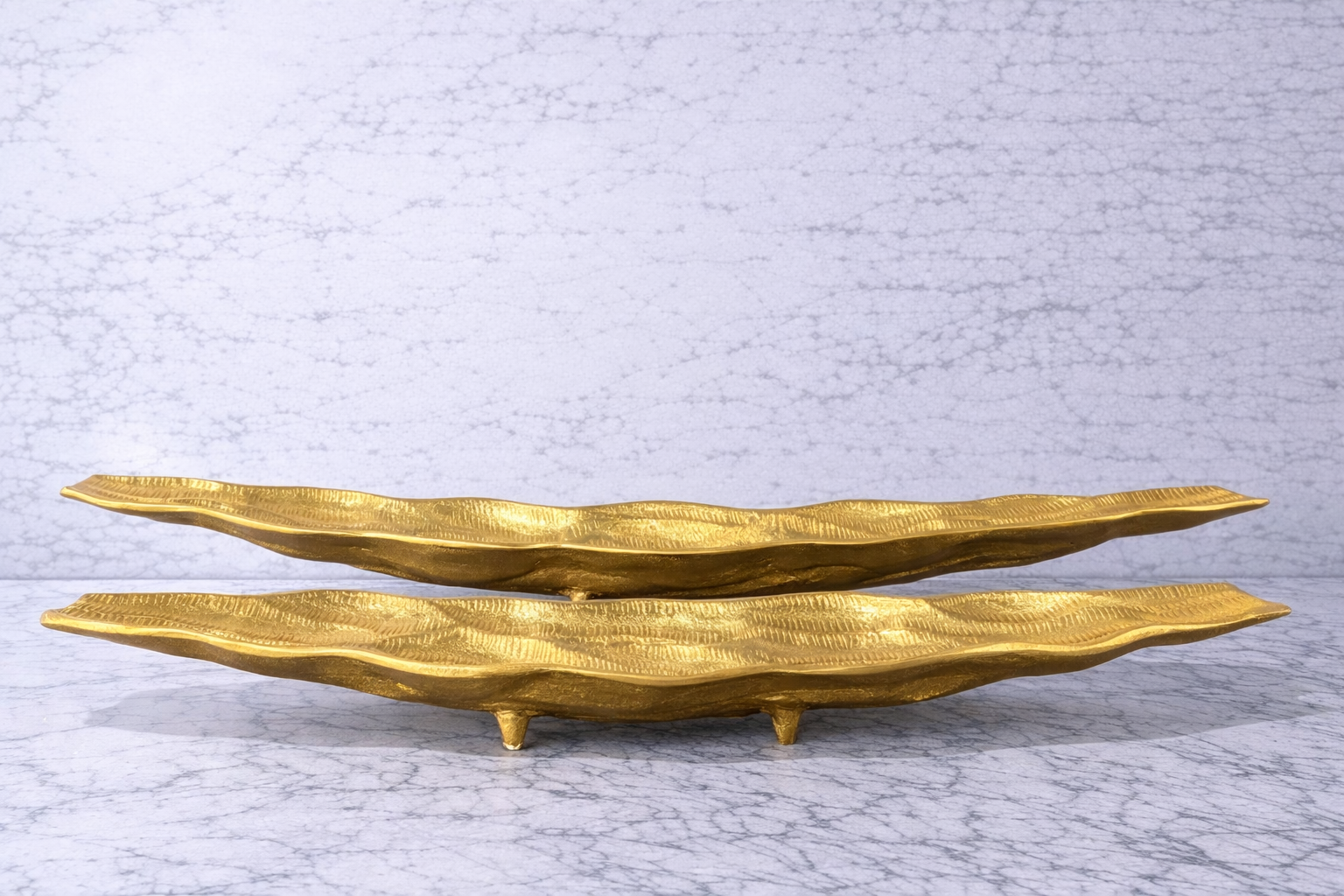 Ethan Gold Metal Tray Collection | Sculptural Decorative Serving Trays | Modern Luxury Home Decor