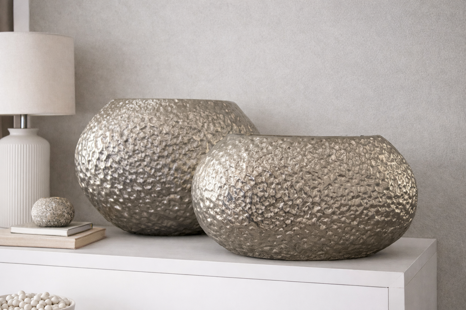 Nathaniel Textured Metal Vase | Sculptural Modern Decorative Bowl | Luxury Contemporary Home Decor Accent image 3