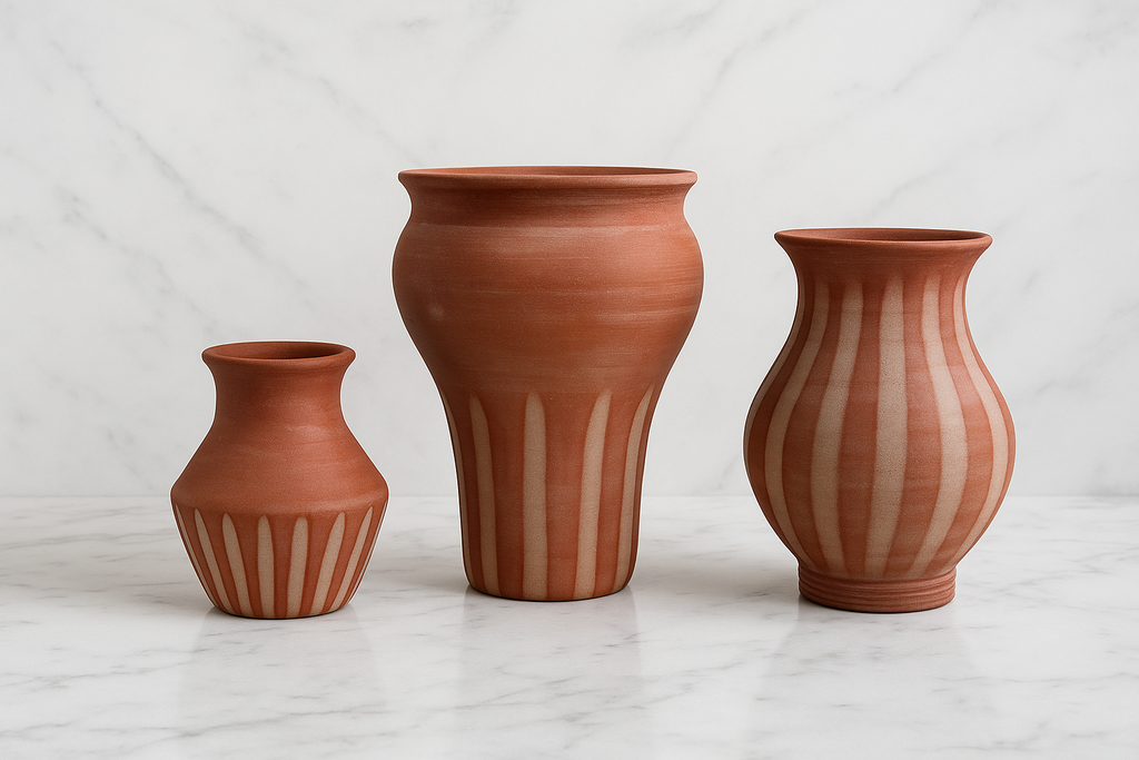Stephen Ceramic Vase Collection | Modern Terracotta Vases | Handmade Style Rustic Home Decor image 4