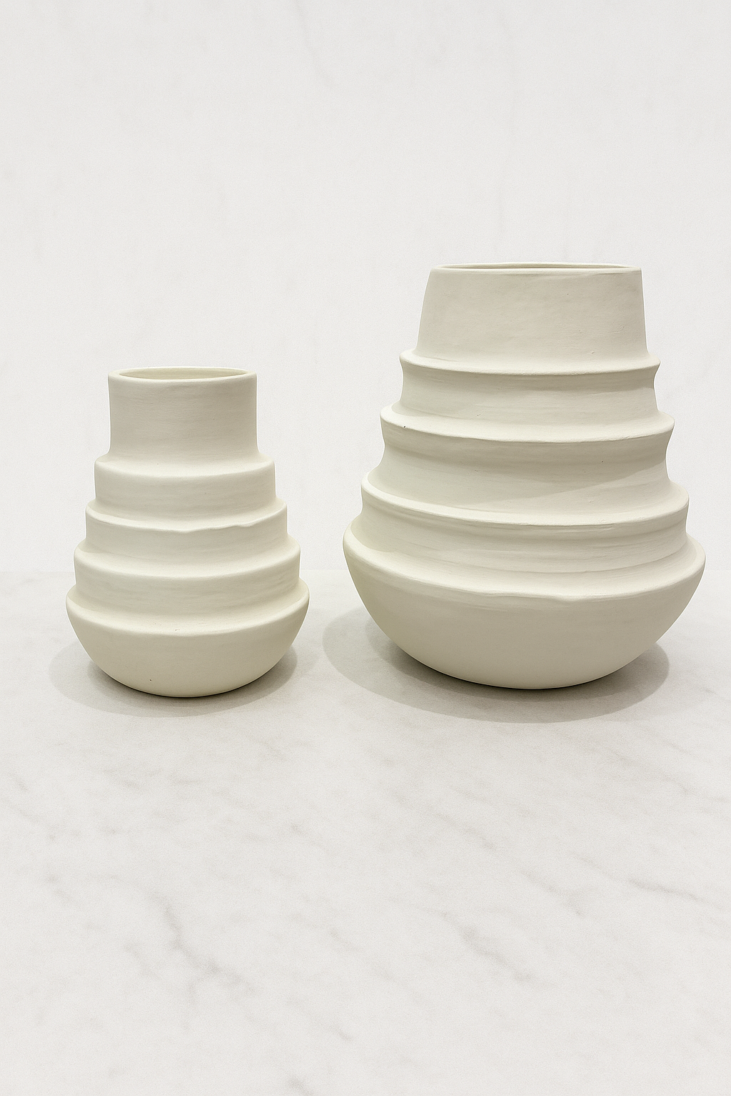 Ringlet White Ceramic Vase Collection | Modern Tiered Vase | Minimalist Neutral Home Decor
