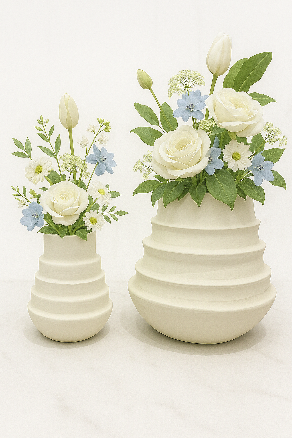 Ringlet White Ceramic Vase Collection | Modern Tiered Vase | Minimalist Neutral Home Decor image 3