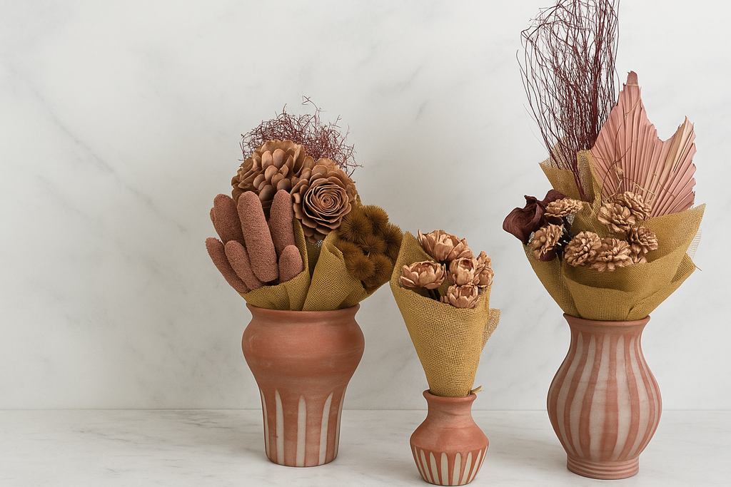 Stephen Ceramic Vase Collection | Modern Terracotta Vases | Handmade Style Rustic Home Decor image 5
