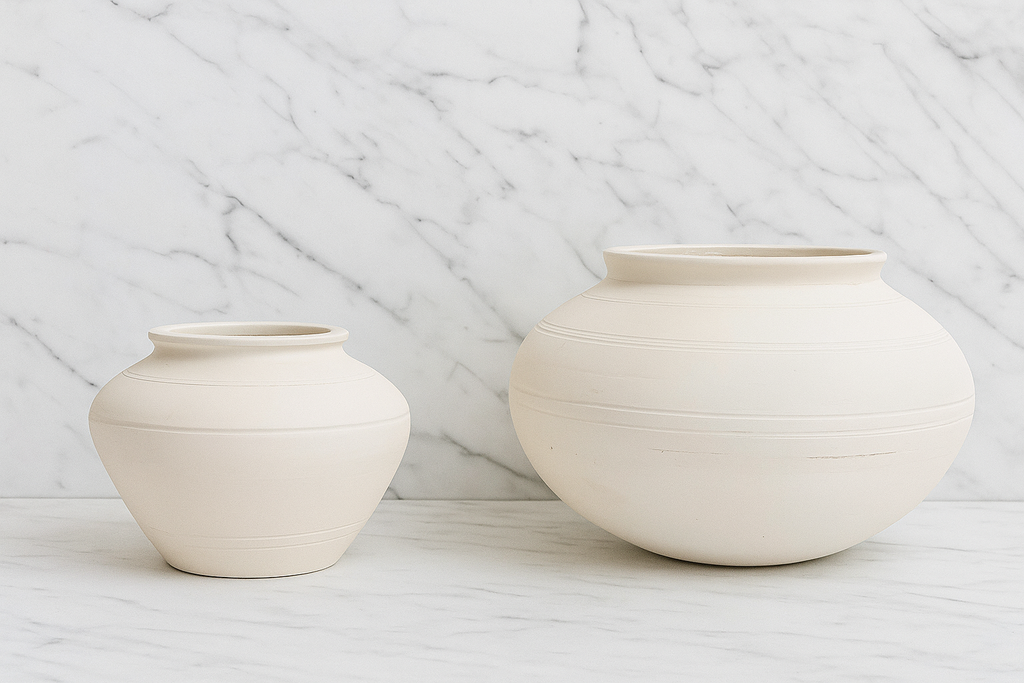 Kendrick White Ceramic Vase | Modern Minimalist Bowl Vase | Neutral Home Decor Centerpiece