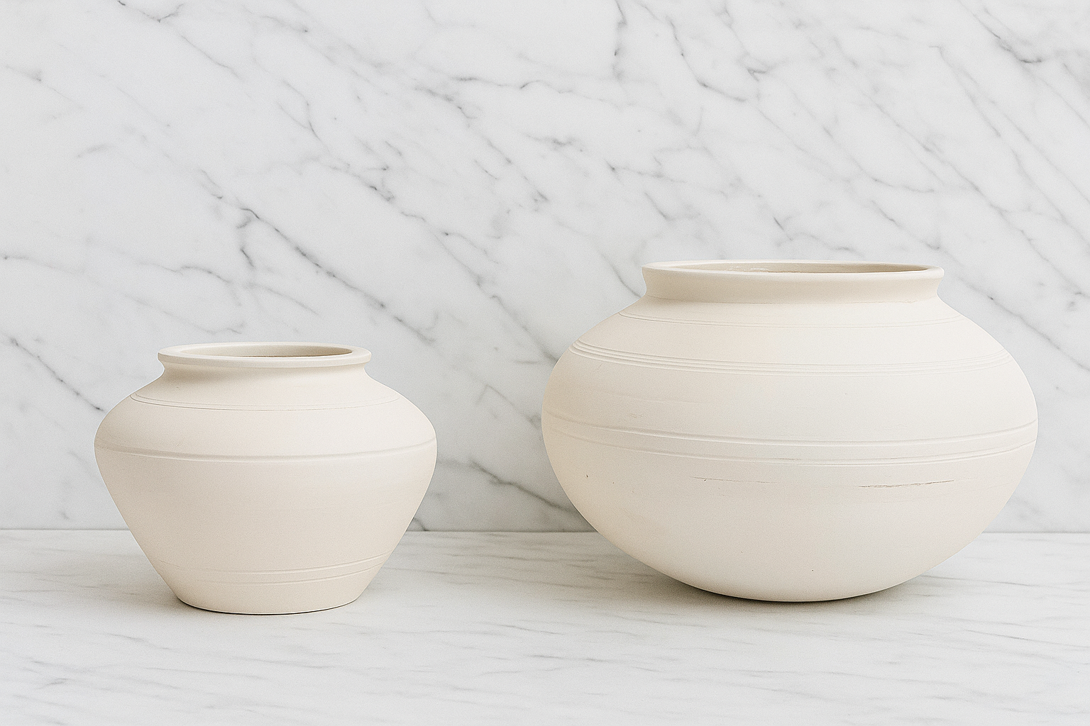 Kendrick White Ceramic Vase | Modern Minimalist Bowl Vase | Neutral Home Decor Centerpiece