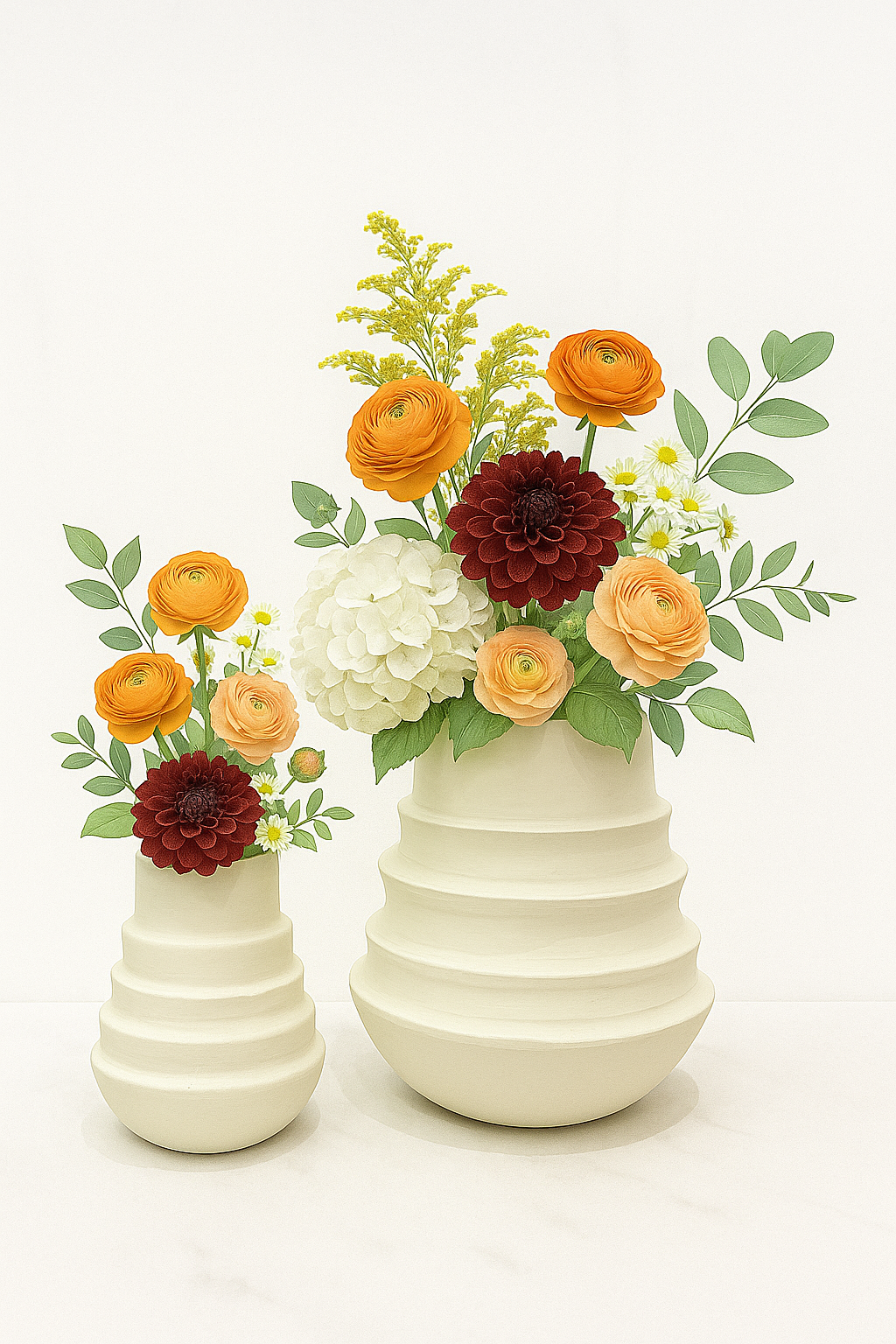 Ringlet White Ceramic Vase Collection | Modern Tiered Vase | Minimalist Neutral Home Decor image 2