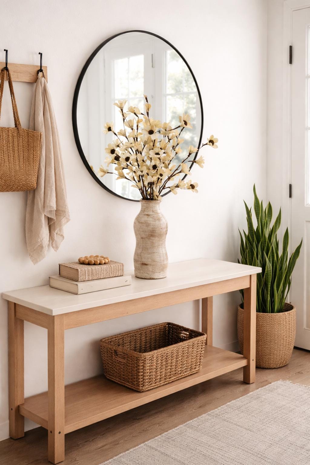 Deco Flower Branch Arrangement in Gold Glass Vase | Elegant Neutral Floral Centerpiece | Luxury Faux Flower Arrangement for vases, centerpieces, and home styling