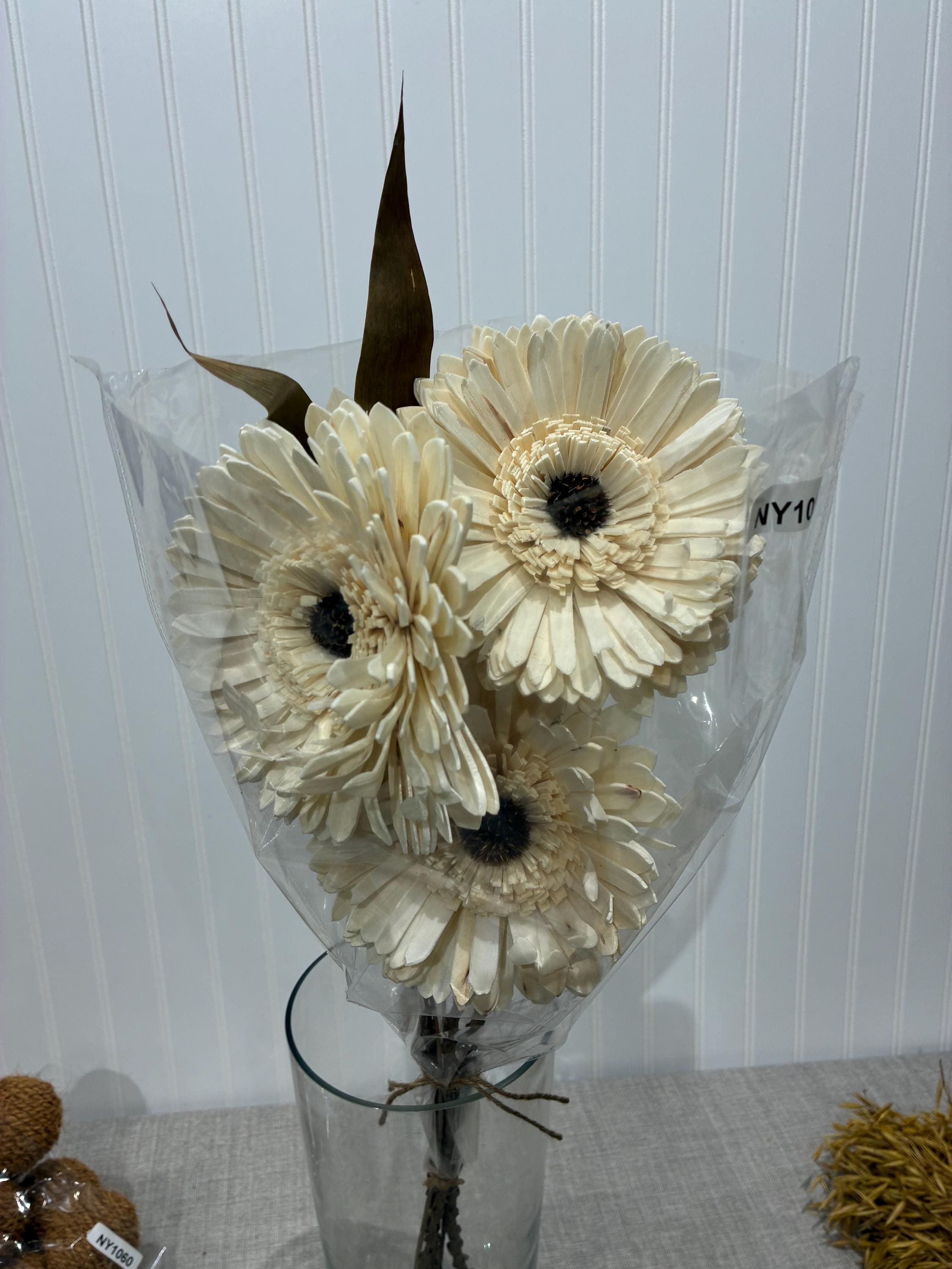 Ever Floral Bouquet | Rustic Faux Flowers Dried | Home Decor Arrangement NY1083 germini flower white for vases, centerpieces, and home styling