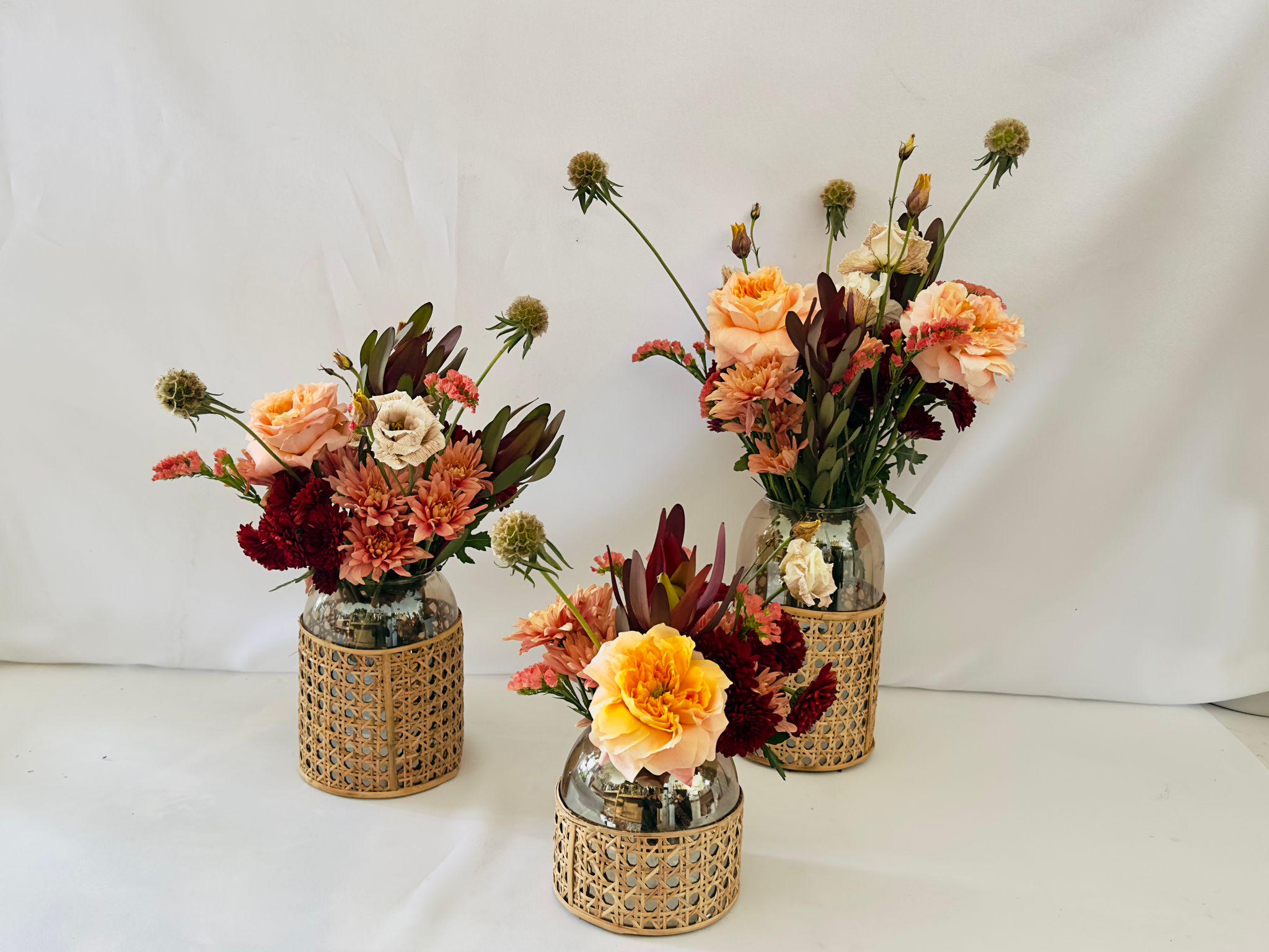 Rattan Wrapped Glass Vase | Dylan | Boho Rustic Modern Decor | Multiple Sizes for vases, centerpieces, and home styling