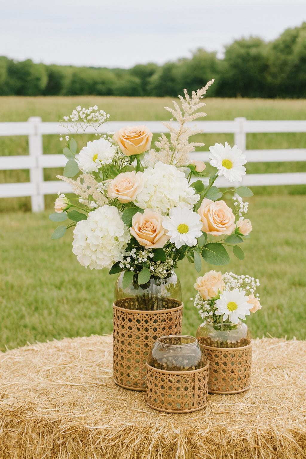 Rattan Wrapped Glass Vase | Dylan | Boho Rustic Modern Decor | Multiple Sizes for vases, centerpieces, and home styling