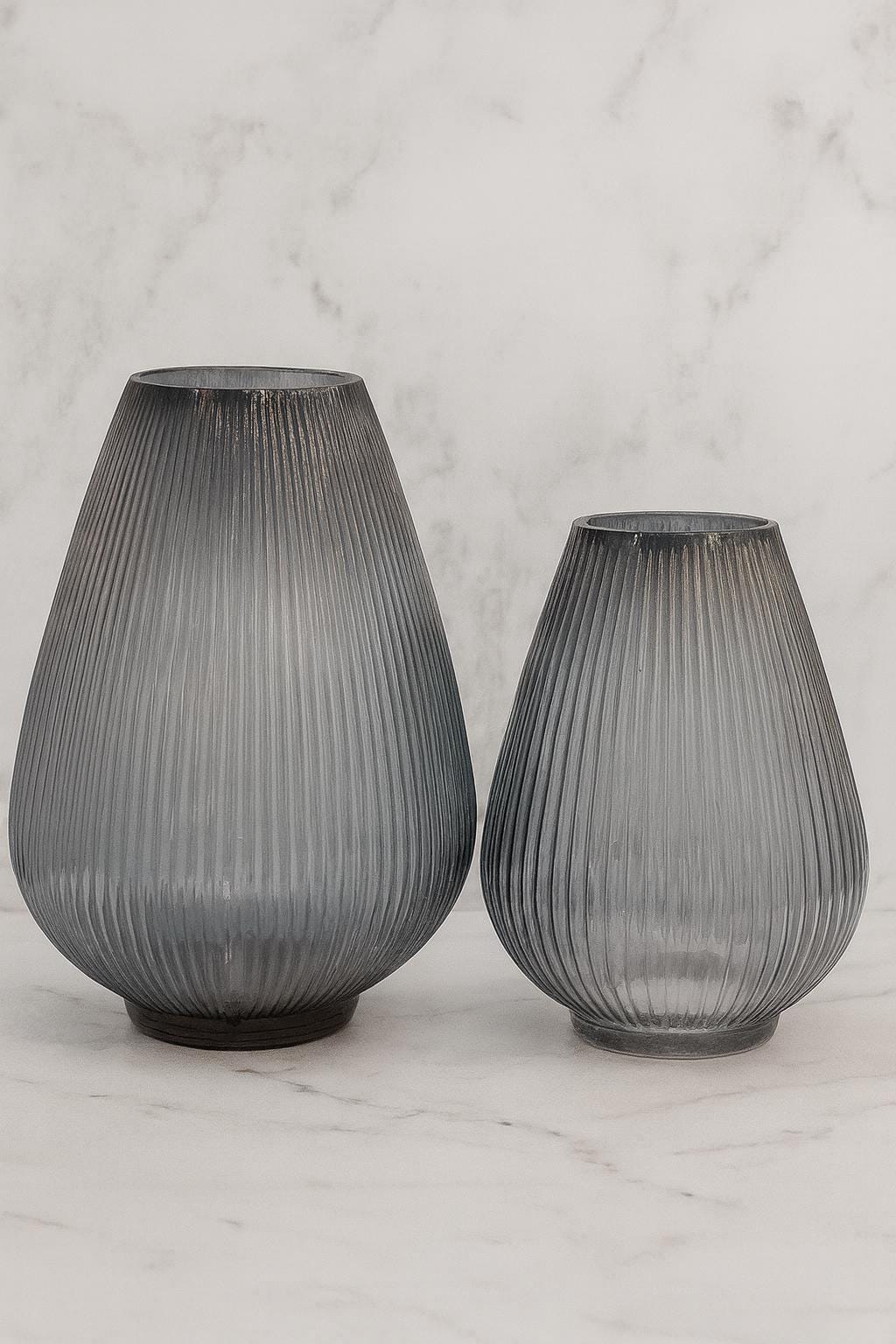 Ribbed Tear Drop Glass Vase | Modern Decorative Vase | 9” or 12” Centerpiece Decor for vases, centerpieces, and home styling