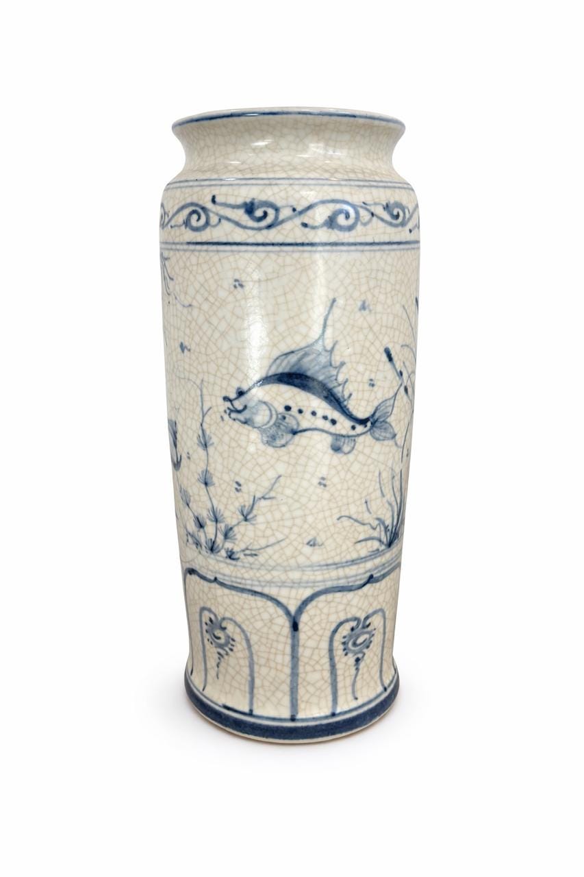 Blue & Cream Chinoiserie Porcelain Vase | Toile Ceramic Ginger Jar, Coastal Grandmillennial Home Decor for vases, centerpieces, and home styling