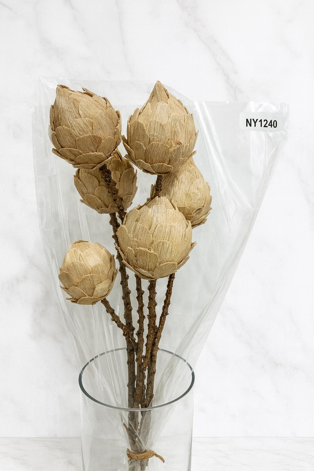 Ever Floral Bouquet | Rustic Faux Flowers Dried Arrangement NY1240 White Cabbage for vases, centerpieces, and home styling
