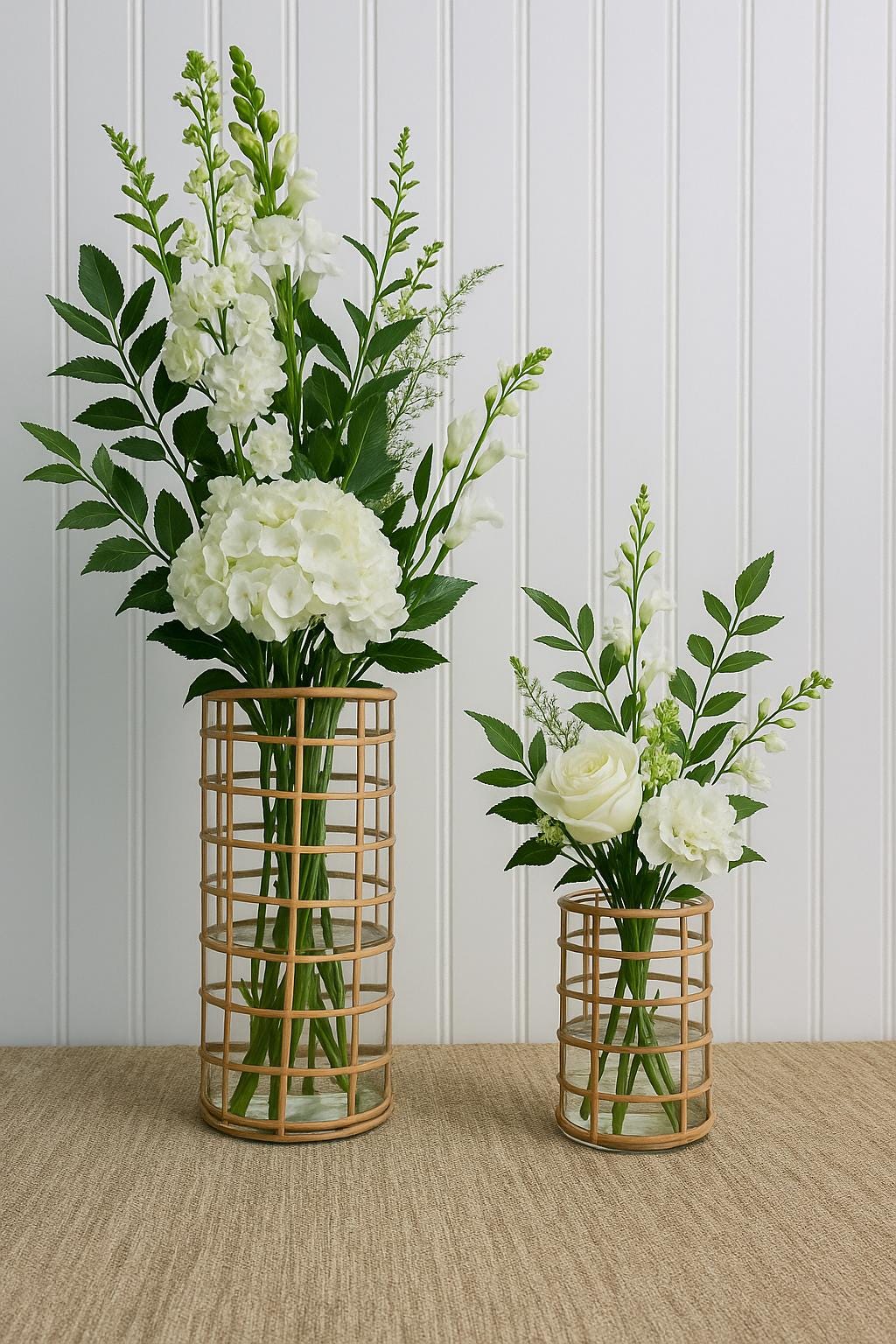 Rattan Wrapped Glass Vase | Rustic Boho Farmhouse Vase | Davian Decor for vases, centerpieces, and home styling