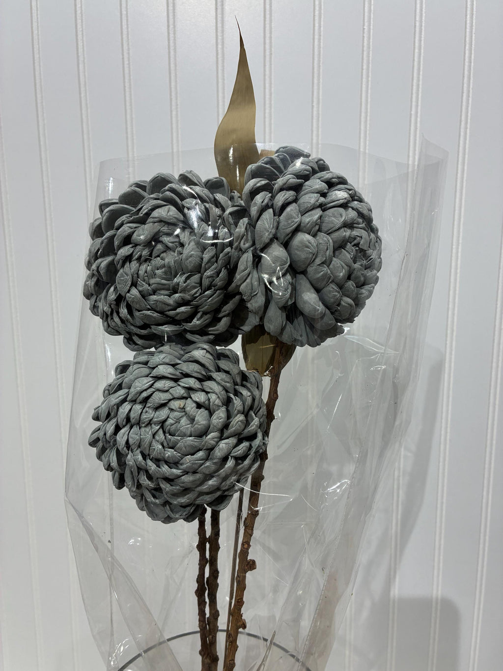 Ever Floral Bouquet | Rustic Faux Flowers Dried Look | Home Decor Arrangement NY1053 Chrysantumums Grey for vases, centerpieces, and home styling