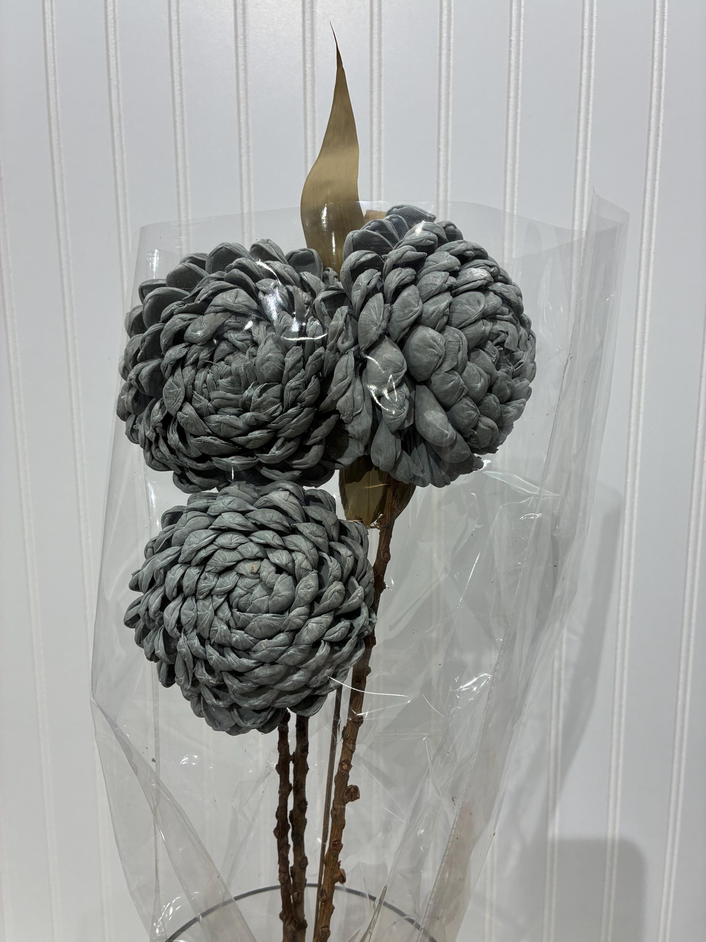 Ever Floral Bouquet | Rustic Faux Flowers Dried Look | Home Decor Arrangement NY1053 Chrysantumums Grey for vases, centerpieces, and home styling
