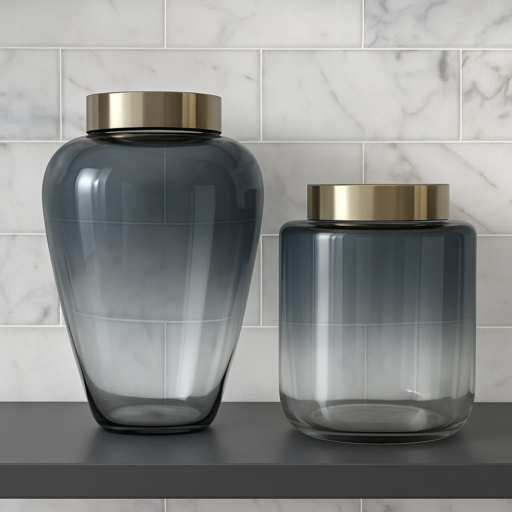 Ombre Glass Vase with Gold Ring | Modern Decorative Vase | Elegant Centerpiece Decor for vases, centerpieces, and home styling