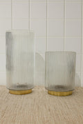 Ribbed Glass Vase with Gold Base | Modern Flower Vase | Tall Centerpiece Decor for vases, centerpieces, and home styling