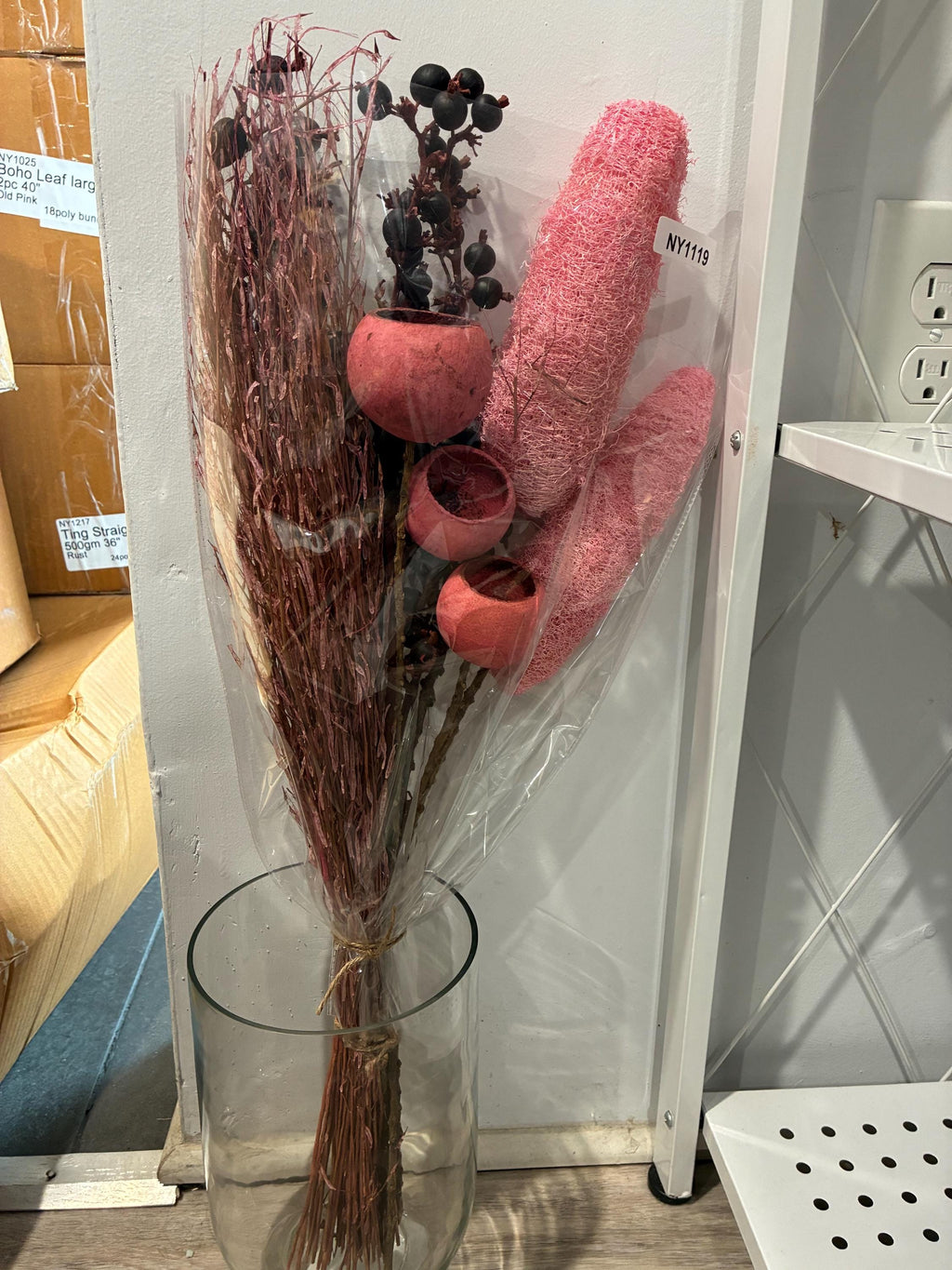 Pink Dried Flower Bouquet | Rustic EverFloral Arrangement | Wedding & Home Décor NY1119 for vases, centerpieces, and home styling