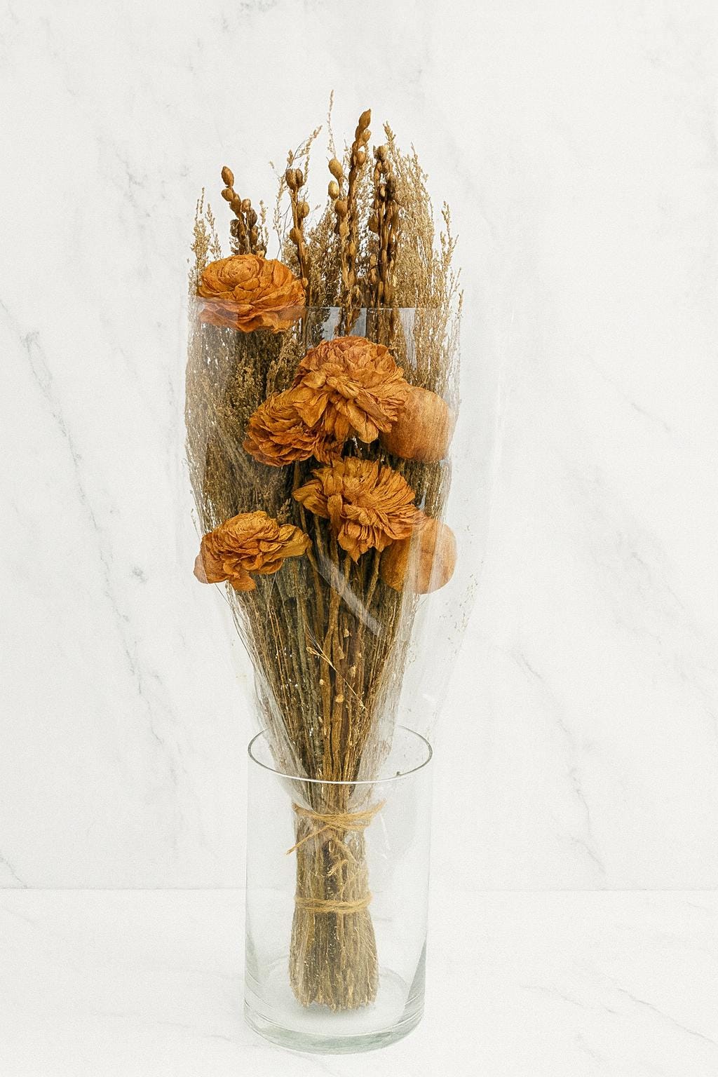 Amber Dried Flower Bouquet | Rustic Warm Floral Arrangement | EverFloral Home Décor NY1116 for vases, centerpieces, and home styling
